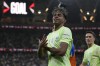 Barcelona's Lamine Yamal celebrates after scoring during the Spanish Super Cup semifinal match between Athletic Bilbao and Barcelona in Jeddah, Saudi Arabia, on Wednesday, Jan. 8, 2025. (AP Photo/Altaf Qadri)