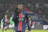 PSG's Ousmane Dembele celebrates after scoring his side's second goal during the French League One soccer match between Paris Saint-Germain and Saint-Etienne at the Parc des Princes stadium in Paris, France, Sunday, Jan. 12, 2025. (AP Photo/Michel Euler)