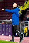 Denmark head coach Jesper Sorensen gestures on the touchline during the UEFA Under-21 Championship Qualifying Round Group I match agiants Scotland, at Tynecastle Park, Edinburgh, Scotland, Thursday, Oct. 7, 2021. The Vancouver Whitecaps have hired Denmark's Sorensen as head coach ahead of the Major League Soccer season. THE CANADIAN PRESS/AP-Andrew Milligan/PA via AP
