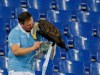 FILE - Lazio's mascot Olympia is recovered by falconer Juan Bernabe after escaping prior to the start of a Serie A soccer match between Lazio and AC Milan at Rome's Olympic stadium, Saturday, Jan. 24, 2015. (AP Photo/Gregorio Borgia, File)