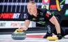 Team Jacobs skip Brad Jacobs delivers a stone during curling action against Team Horgan at the PointsBet Invitational in Calgary, Alta., Thursday, Sept. 26, 2024. THE CANADIAN PRESS/Jeff McIntosh