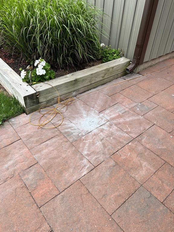 A walkway where a meteorite fell in Marshfield, P.E.I. is shown in a handout photo. A P.E.I. resident’s home security camera captured video and audio of a meteorite crashing onto the walkway outside his front door. THE CANADIAN PRESS/HO-Joe Velaidum **MANDATORY CREDIT**