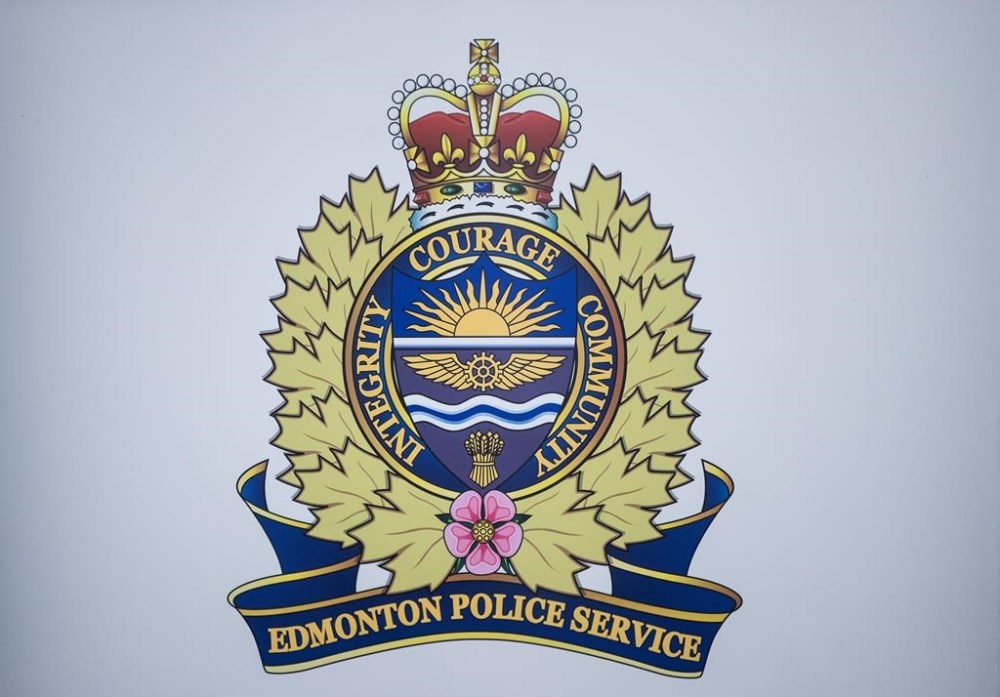 Edmonton Police Service insignia is seen in Edmonton, Aug. 1, 2023. THE CANADIAN PRESS/Jason Franson