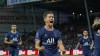 FILE - PSG's Ander Herrera celebrates after scoring the opening goal during a French League One soccer match between Brest and PSG at the Francis-Le Ble stadium in Brest, France, Aug. 20, 2021. (AP Photo/Daniel Cole, File)