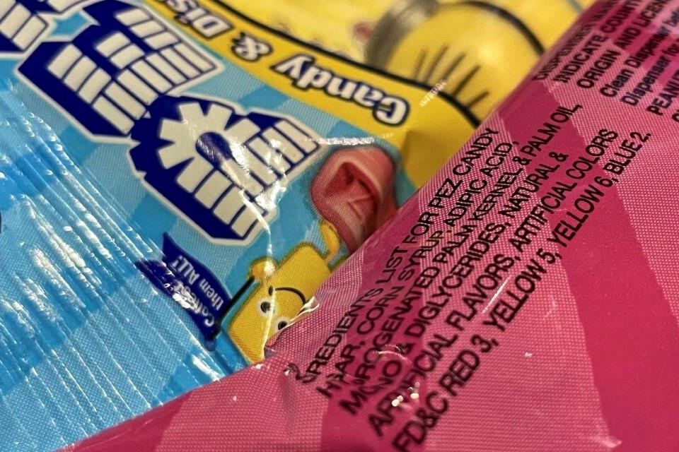 Pez candy, which contains red dye no. 3, is on display at a store in Lafayette, Calif., March 24, 2023. Health Canada says a synthetic dye newly banned from the U.S. food supply does not pose a health risk to the general population in Canada. THE CANADIAN PRESS/AP, Haven Daley