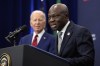 FILE - President Joe Biden listens as International Labor Organization Director General Gilbert Houngbo speaks during an event with Brazil's President Luiz Inacio Lula da Silva to announce the launch of a partnership for workers' rights during a meeting in New York, Wednesday, Sept. 20, 2023. (AP Photo/Susan Walsh, File)