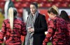 Manchester United manager Casey Stoney talks to her players during their English Women's Super League soccer match with Aston Villa in Walsall, England, Dec. 5, 2020. 
From doing the laundry at Arsenal to working as a coach at the David Beckham Academy, Stoney has had to work hard to get where she is today. THE CANADIAN PRESS/AP/Rui Vieira