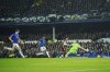 Aston Villa's Ollie Watkins, centre right, scores the opening goal during the English Premier League soccer match between Everton and Aston Villa at Goodison Park, Liverpool, England, Wednesday, Jan. 15, 2025. (Peter Byrne/PA via AP)