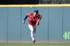 FILE - Cleveland Guardians' Myles Straw catches a fly ball during the ninth inning of a baseball game against the Minnesota Twins, Thursday, Sept. 19, 2024, in Cleveland. (AP Photo/Nick Cammett, File)
