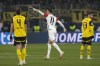 Frankfurt's Hugo Ekitike celebrates after scoring his sides first goal during the German Bundesliga soccer match between Eintracht Frankfurt and Borussia Dortmund in Frankfurt, Germany, Friday, Jan. 17, 2025. (AP Photo/Michael Probst)