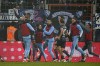 Vfl Bochum players celebrate after Bochum's Myron Boadu scored his side's third goal during the German Bundesliga soccer match between VfL Bochum and RB Leipzig in Bochum, Germany, Saturday, Jan. 18, 2025. (AP Photo/Martin Meissner)