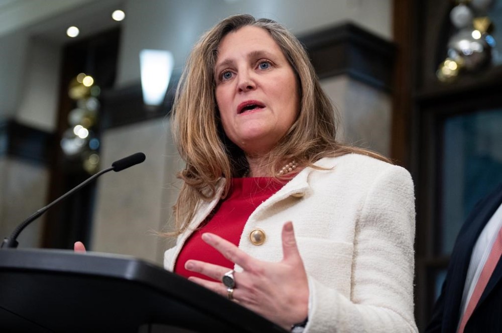 Minister of Finance and Deputy Prime Minister Chrystia Freeland delivers remarks on Parliament Hill in Ottawa, on Dec. 11, 2024. THE CANADIAN PRESS/Spencer Colby