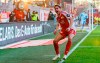 Berlin's Robert Skov celebrates after scoring his side's second goal during the German Bundesliga soccer match between 1. FC Union Berlin and 1. FSV Mainz 05 in Berlin, Germany, Sunday, Jan. 19, 2025. (Andreas Gora/dpa via AP)