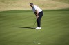 Jason Day watches his missed putt on the fourth hole at the Pete Dye Stadium Course during the final round of the American Express golf tournament in La Quinta, Calif., Sunday, Jan. 19, 2025. (AP Photo/William Liang)