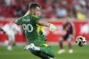 Toronto FC goalkeeper Luka Gavran kicks the ball during an MLS soccer match against the New York Red Bulls, Saturday, June 22, 2024, in Harrison, N.J. THE CANADIAN PRESS/AP-Julia Nikhinson