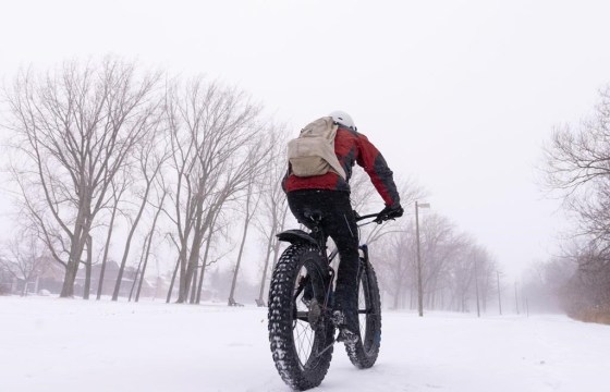 A cyclist rides through a park in Montreal earlier this month. (Christinne Muschi / The Canadian Press files)