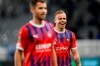 FILE - Heidenheim's Lennard Maloney, right, celebrates with teammate following aEuropa Conference League opening phase soccer match between Pafos and Heidenheim, at Alpha Mega stadium in Limassol, Cyprus, Thursday, Oct. 24, 2024. (AP Photo/Petros Karadjias, File)