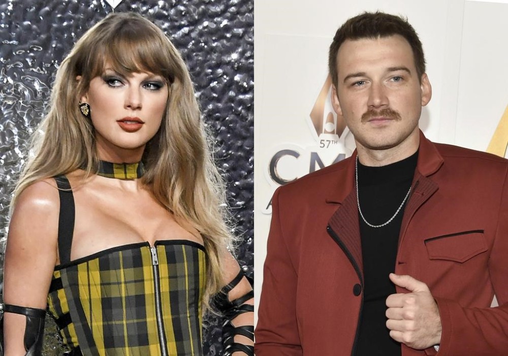 Taylor Swift appears at the MTV Video Music Awards in Elmont, N.Y., on Sept. 11, 2024, left, and Morgan Wallen appears at the 57th Annual CMA Awards in Nashville, Tenn., on Nov. 8, 2023. (Photos by Evan Agostini/Invision/AP)