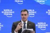 Prime Minister of Spain Pedro Sanchez speaks at the Annual Meeting of World Economic Forum in Davos, Switzerland, Wednesday Jan. 22, 2025. (AP Photo/Markus Schreiber)