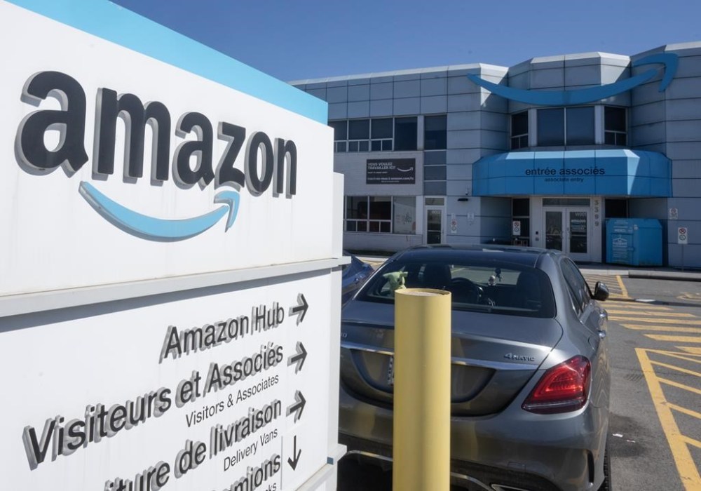 Amazon Canada says it is closing all seven of its warehouses in Quebec. The Amazon warehouse is seen in Laval, Que., Monday, April 22, 2024. THE CANADIAN PRESS/Ryan Remiorz