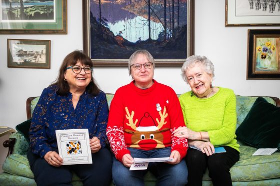 Council of Women of Winnipeg members Arlene Macklem (left), Brenda Buleziuk, and Arlene Draffin Jones. The volunteer-run organization celebrated its 130th anniversary this year. (Mikaela MacKenzie/Free Press)