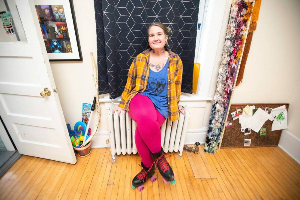 Stephanie Cleveland in her West Broadway apartment (Mikaela MacKenzie / Free Press)