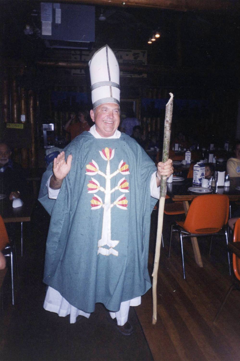 SUPPLIED
Chell as ‘pope’ at Luther Village family night