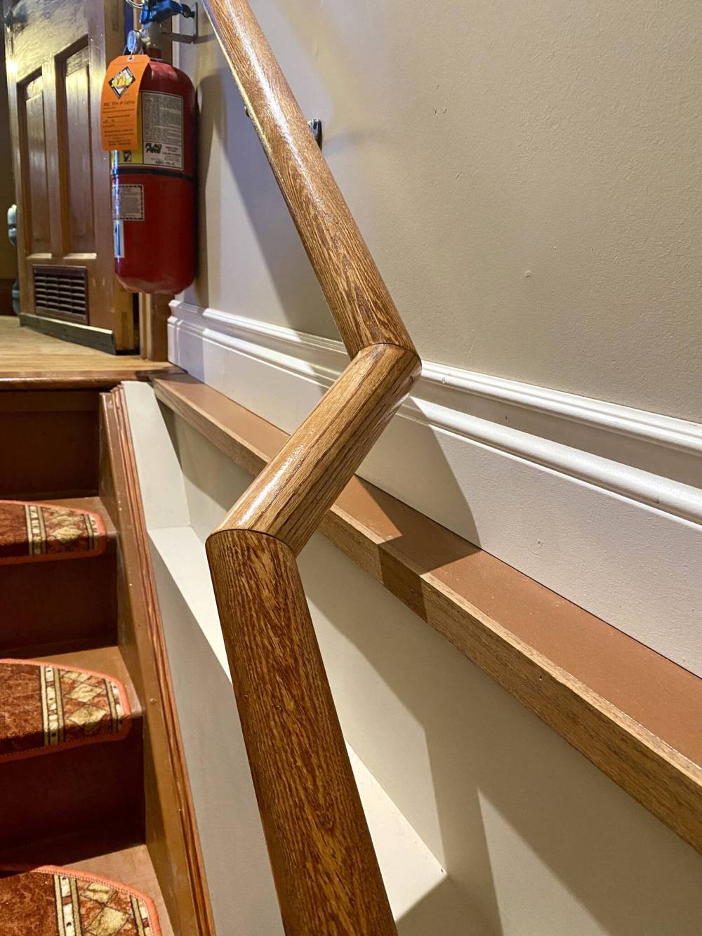 Marc LaBossiere / Free Press
Staggered horizontal planes along the vertical wall necessitates a handrail deviation from straight.