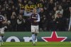 Aston Villa's Morgan Rogers celebrates after scoring the opening goal of his team during the Champions League opening phase soccer match between Aston Villa and Celtic at Villa Park in Birmingham, England, Wednesday, Jan. 29, 2025. (AP Photo/Rui Vieira)