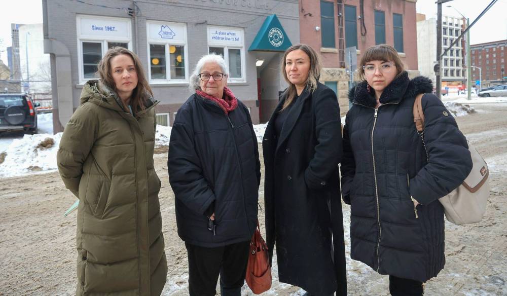 RUTH BONNEVILLE / FREE PRESS
After leaving a community meeting Thursday about the province’s proposed supervised consumption site, members of the board of Montessori schools said they still have concerns. From left, Carla Worthington, Sheila Page, Robin Richards and Angelica Soares.