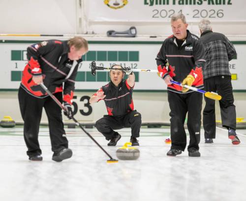 BROOK JONES / FREE PRESS
                                Winnipeg-based Team Kluchnik uses American Sign Language and other visual cues to communicate while curling.