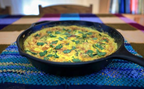 Kuku Kadoo is a herbaceous egg dish suitable for substitutions. (Ruth Bonneville / Free Press files)