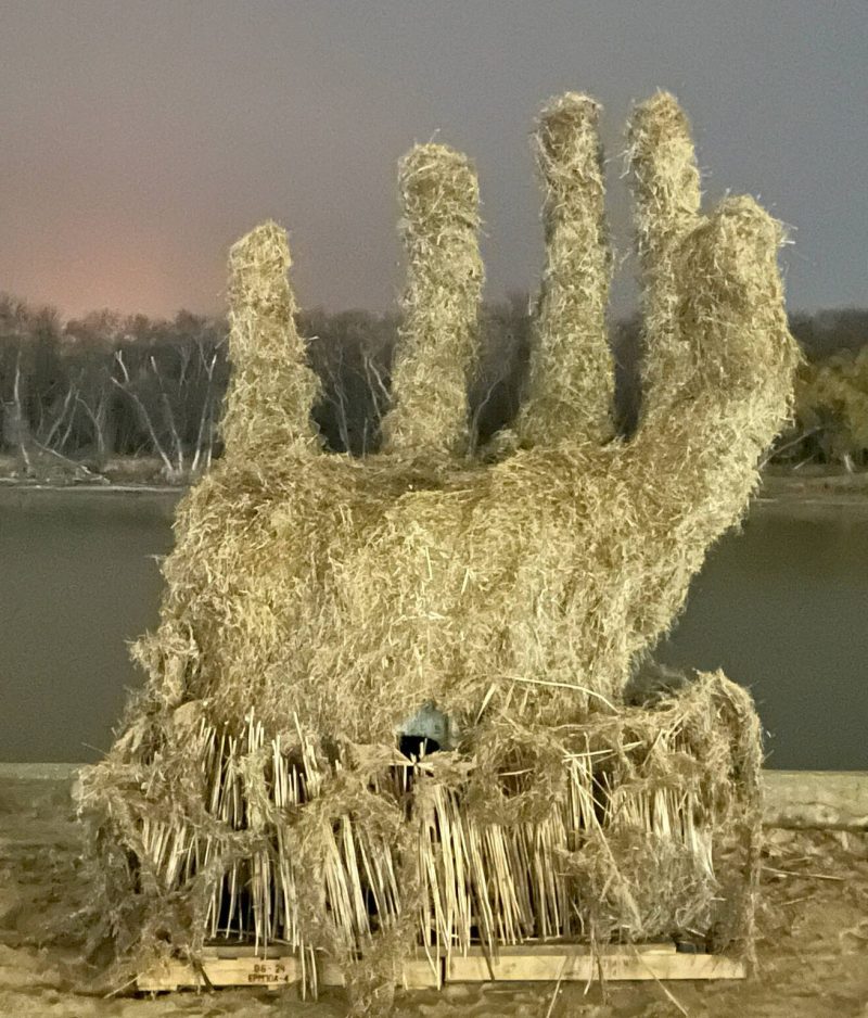 SUPPLIED
Anvil Tree’s Chris Pancoe created a straw sculpture that was set aflame as part of the Holiday Alley festivities in Selkirk last November.