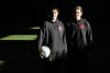Taegan, left, and Keelyn Stewart, pose for a photo, twin teenage soccer stars that will now be playing for the Calgary Wild FC in Calgary, Alta., Monday, Jan. 27, 2025.THE CANADIAN PRESS/Todd Korol