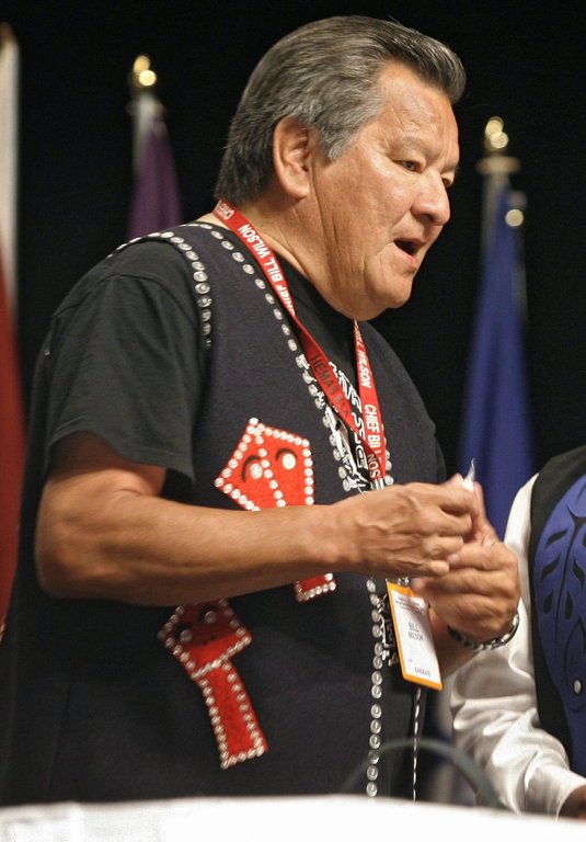 Assembly of First Nations national chief candidate Bill Wilson, is shown prior to an all candidates debate at the assembly's general meeting in Calgary, Tuesday, July 21, 2009. Bill Wilson, a hereditary chief and the father of former cabinet minister Jody Wilson-Raybould, has died. THE CANADIAN PRESS/Jeff McIntosh