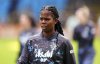 Manchester City's Khadija Shaw warms up before the Barclays Women's Super League match at the Joie Stadium, in Manchester, Sunday Feb. 2, 2025. (Mike Egerton/PA via AP)