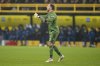 FILE - Hoffenheim's goalkeeper Oliver Baumann reacts during the German Bundesliga soccer match between Borussia Dortmund and TSG Hoffenheim at the Signal-Iduna Park in Dortmund, Germany, Sunday, Dec. 15 2024. (AP Photo/Martin Meissner, File)