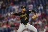 FILE - Pittsburgh Pirates' Johan Oviedo plays during a baseball game against the Philadelphia Phillies, Sept. 27, 2023, in Philadelphia. (AP Photo/Matt Slocum, File)