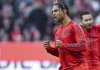 Bayern's Serge Gnabry celebrates after scoring his side's fourth goal during the German Bundesliga soccer match between Bayern Munich and Holstein Kiel at the Allianz Arena in Munich, Germany, Saturday, Feb. 1, 2025 (Sven Hoppe/dpa via AP)