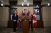 Prime Minister Justin Trudeau addresses media following the imposition of a raft of tariffs by U.S. President Donald Trump against Canada, Mexico and China, in Ottawa, Saturday, Feb. 1, 2025. Tariffs of 10 per cent on Canadian energy and 25 per cent on everything else will begin on Feb. 4. THE CANADIAN PRESS/Justin Tang