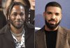 FILE - Rapper Kendrick Lamar appears at the MTV Video Music Awards, on Aug. 27, 2017, in Inglewood, Calif., left, and Canadian rapper Drake appears at the premiere of the series 