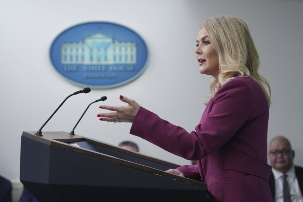 White House press secretary Karoline Leavitt speaks during a briefing at the White House, Tuesday, Jan. 28, 2025, in Washington. THE CANADIAN PRESS/AP/Evan Vucci