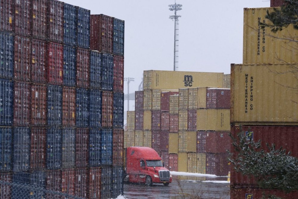 Shipping containers are seen at the Atlantic Hub container terminal in Halifax on Monday, February 3, 2025. THE CANADIAN PRESS/Darren Calabrese