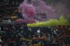 Roma's fan cheer before an Europa League soccer match between Roma and Eintracht Frankfurt, at Rome's Olympic Stadium, Thursday, Jan. 30, 2025. (AP Photo/Andrew Medichini)