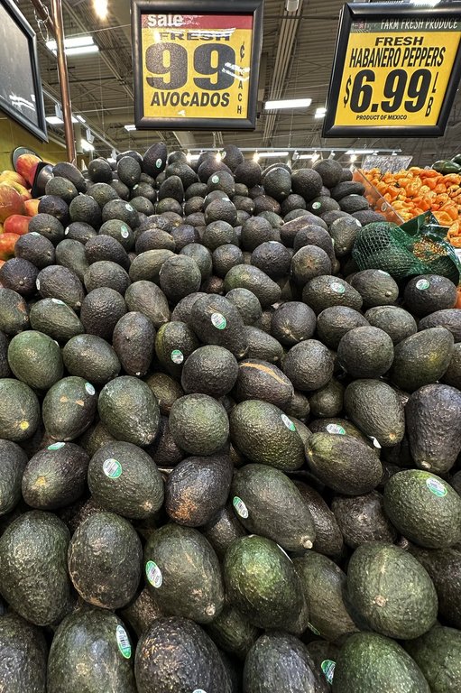 FILE - Avocados are displayed for sale at a grocery store in Waukegan, Ill., Wednesday, Sept. 25, 2024. (AP Photo/Nam Y. Huh, File)