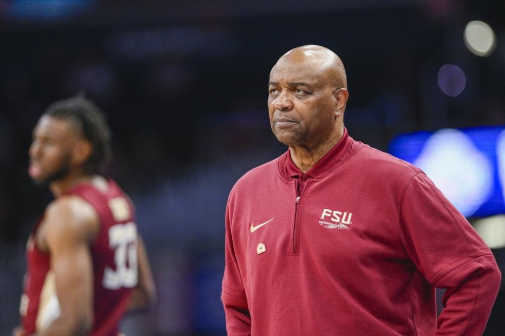 FILE - Florida State head coach Leonard Hamilton watches his team during the second half of the Atlantic Coast Conference second-round NCAA college basketball tournament game against Virginia Tech, March 13, 2024, in Washington. (AP Photo/Nick Wass, File)