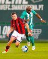 Portuguese midfielder Xavier Venancio, left, in action while on loan to Sporting Clube Olhanense moves the ball under pressure from Rio Ave's Gabrielzinho in an undated handout photo. Venancio has signed with Valour FC of the Canadian Premier League. THE CANADIAN PRESS/HO-Valour FC, *MANDATORY CREDIT*