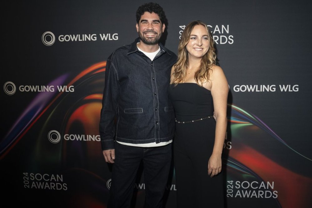 Nathan Ferraro and Lowell arrive at the red carpet for the 34th SOCAN Awards in Toronto on September 24, 2024. THE CANADIAN PRESS/Paige Taylor White