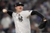 FILE - New York Yankees pitcher Mark Leiter Jr. throws against the Los Angeles Dodgers during the ninth inning in Game 5 of the baseball World Series, Oct. 30, 2024, in New York. (AP Photo/Ashley Landis, File)