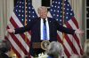 President Donald Trump speaks at a dinner with Senate Republicans at Mar-a-Lago in Palm Beach, Fla., Friday, Feb. 7, 2025. (AP Photo/Ben Curtis)